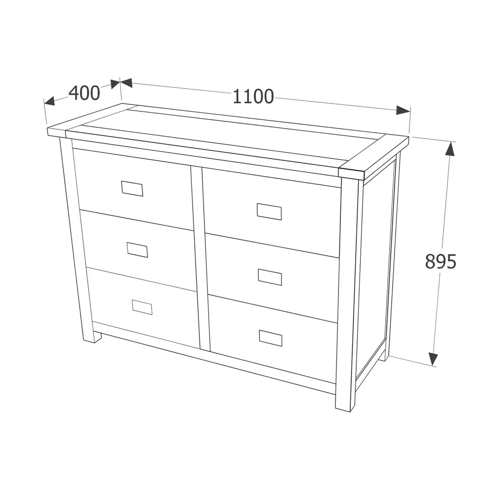 Core Products Boston 3+3 Drawer Wide Chest