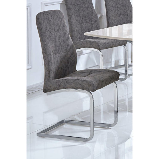 Heartlands Furniture Belarus Patterned PU Chairs Chrome & Grey (Pack of 2)