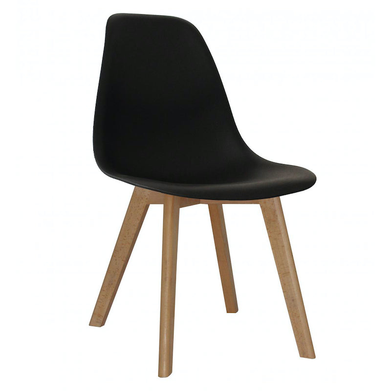 Heartlands Furniture Belgium Plastic (PP) Chairs with Solid Beech Legs Black
