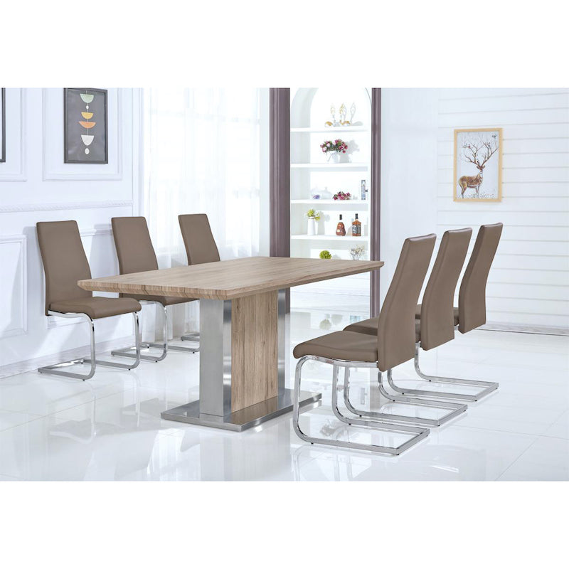 Heartlands Furniture Belize Dining Table Natural & Stainless Steel