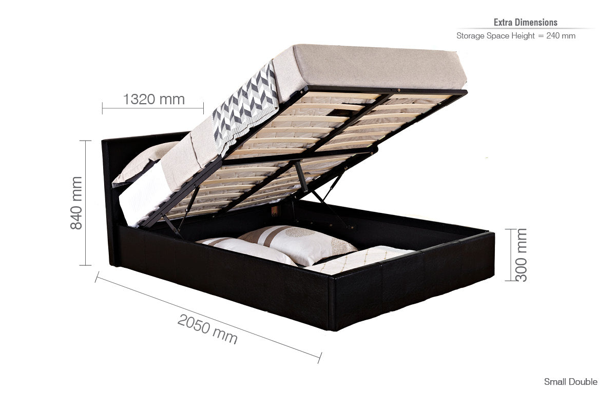 Birlea Berlin Ottoman 4ft Small Double Bed Frame, Black