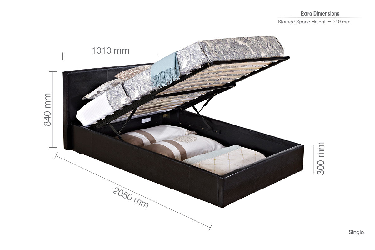 Birlea Berlin Ottoman 3ft Single Bed Frame, Brown