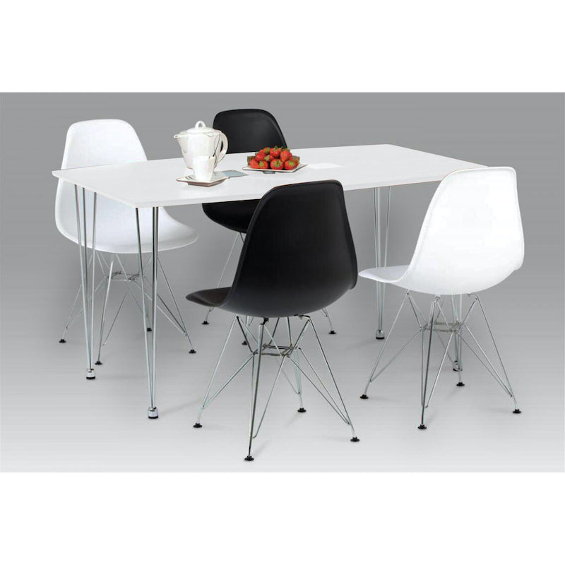 Heartlands Furniture Bianca Dining Table White High Gloss with Steel Chrome Legs