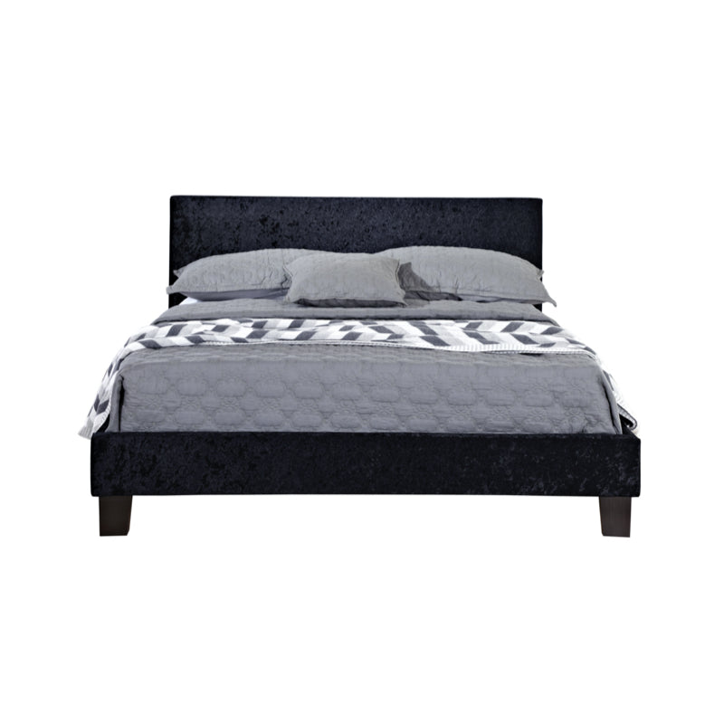 Birlea Berlin Bed 4ft Small Double Bed Frame, Black Crushed Velvet