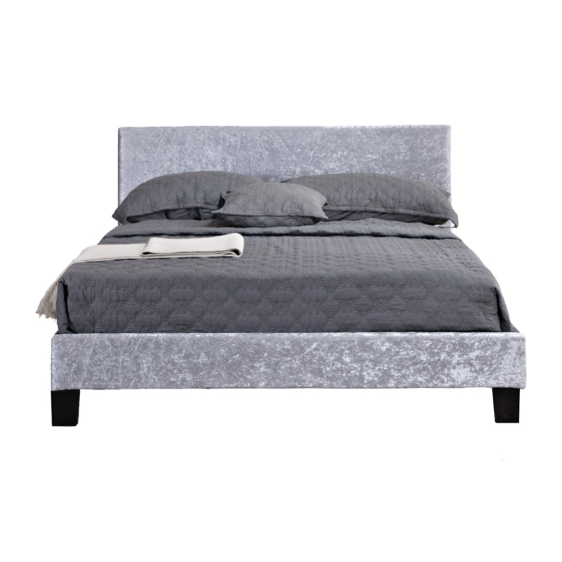 Birlea Berlin Fabric 4ft Small Double Bed Frame, Steel Crushed Velvet