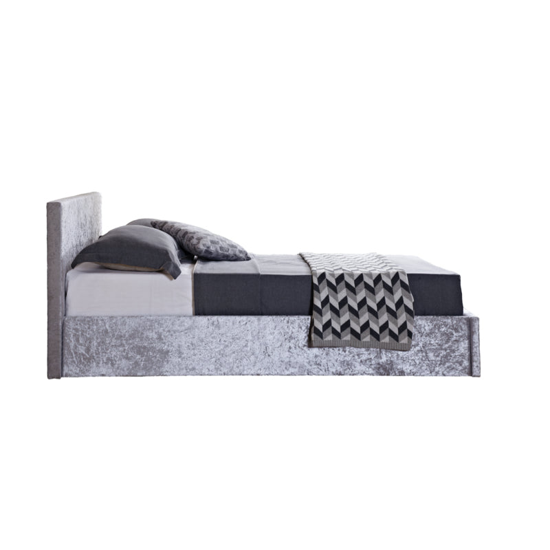Birlea Berlin Fabric Ottoman 5ft Kingsize Bed Frame, Steel Crushed Velvet