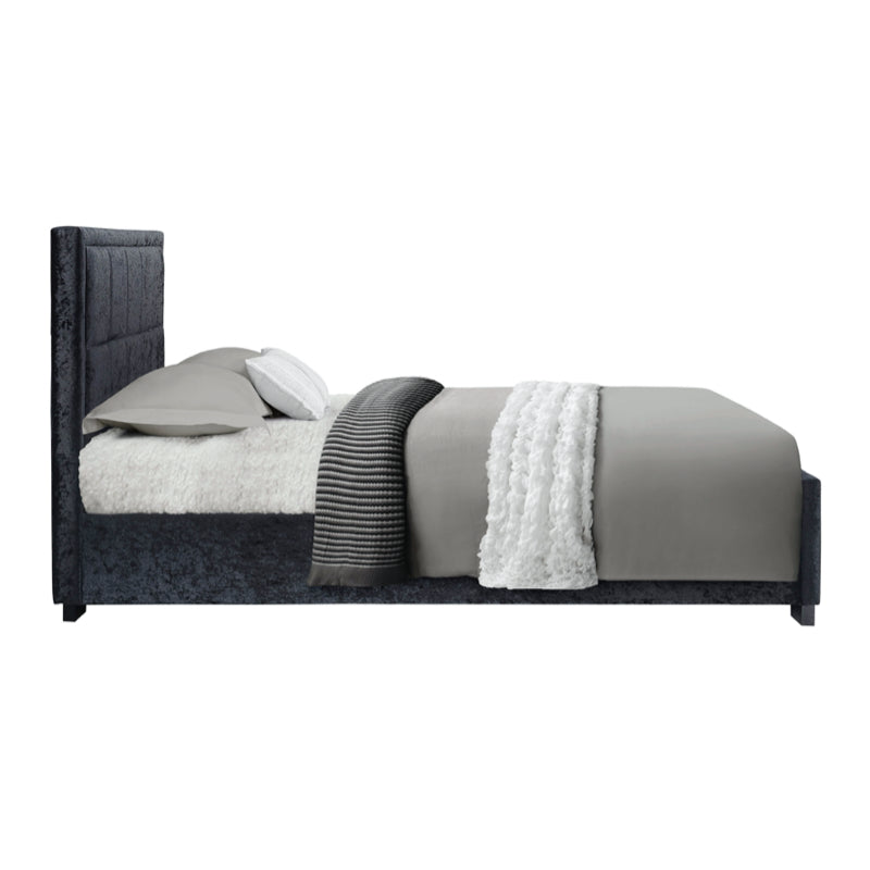 Birlea Hannover Fabric 4ft 6in Double Bed Frame, Black Crushed Velvet