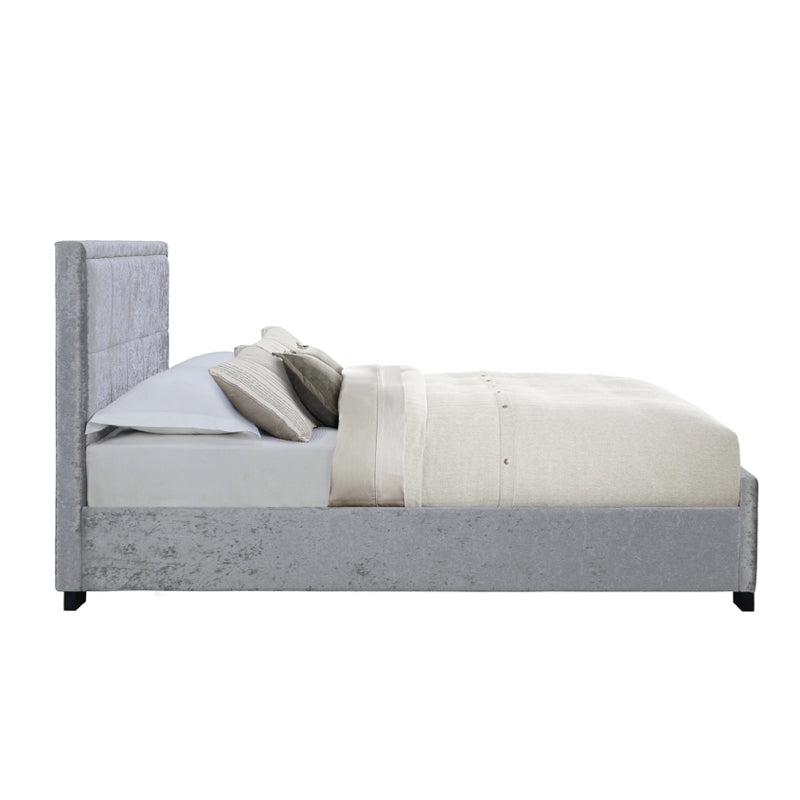 Birlea Hannover Fabric 4ft 6in Double Bed Frame, Steel Crushed Velvet