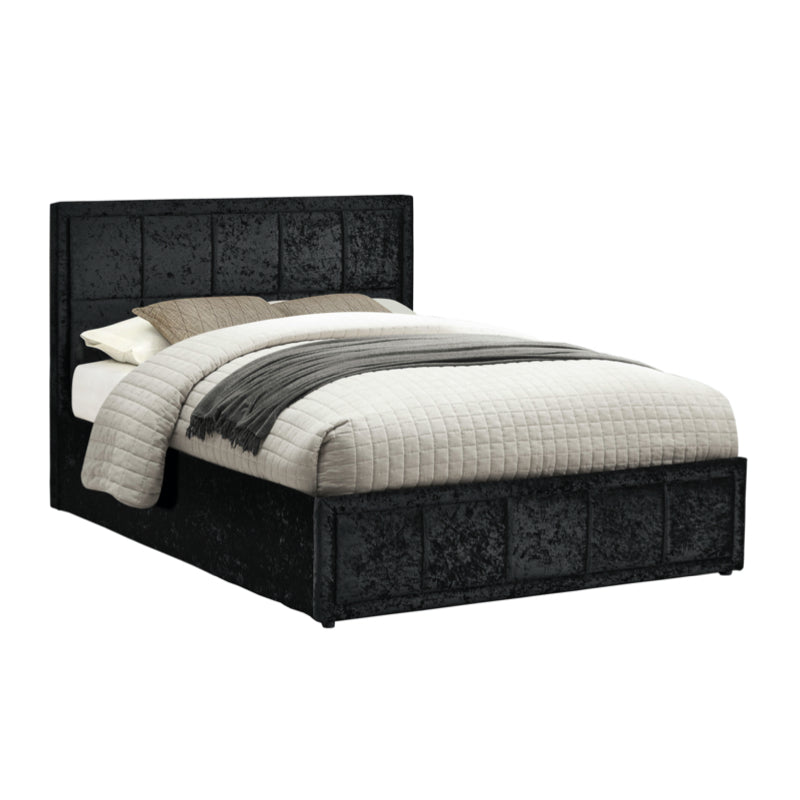 Birlea Hannover Fabric Ottoman 5ft Kingsize Bed Frame, Black Crushed Velvet