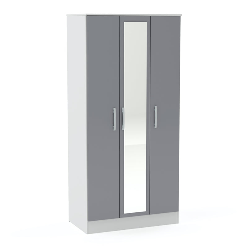 Birlea Lynx 4 Door 2 Drawer W/Mirror, White & Grey