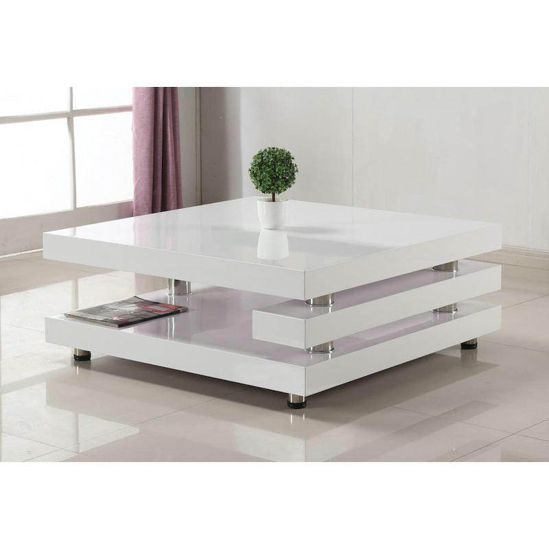 Heartlands Furniture Borneo High Gloss Coffee Table White & Stainless Steel