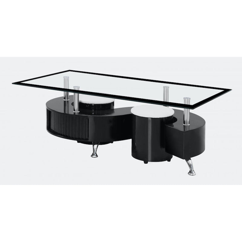 Heartlands Furniture Boule Black High Gloss Coffee Table with Black Border Glass
