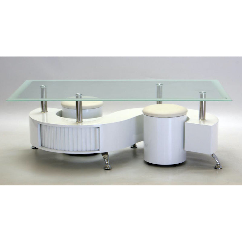Heartlands Furniture Boule White High Gloss Coffee Table with White Border Glass