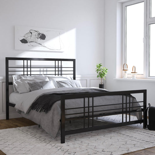 Dorel Home, Burbank 5ft King Size Metal Bed Frame, Black