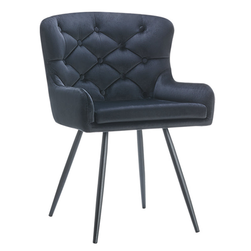 Heartlands Furniture Burnhill Velvet Arm Chair Black with Black Metal Legs (Pack of 2)
