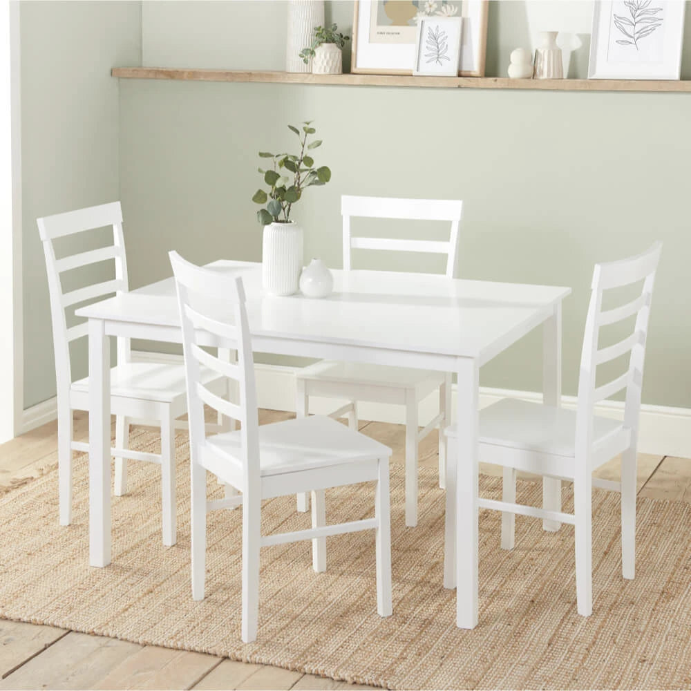 Birlea Cottesmore Rectangle Dining Set with 4 Upton Chairs, White
