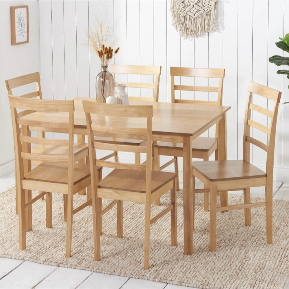 Birlea Cottesmore Rectangle Dining Set with 6 Upton Chairs, Brown