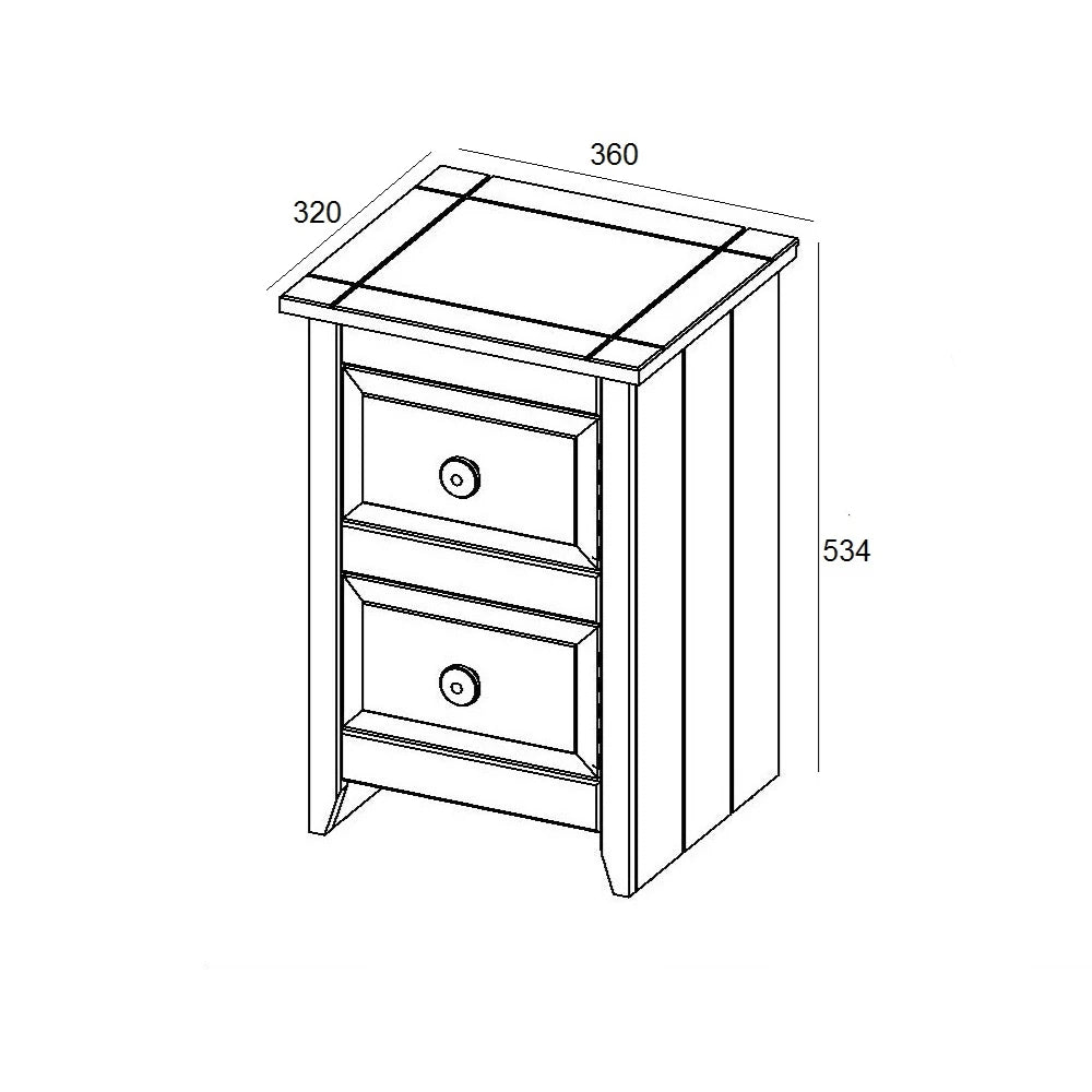 Core Products Capri Carbon 2 Drawer Petite Bedside Cabinet