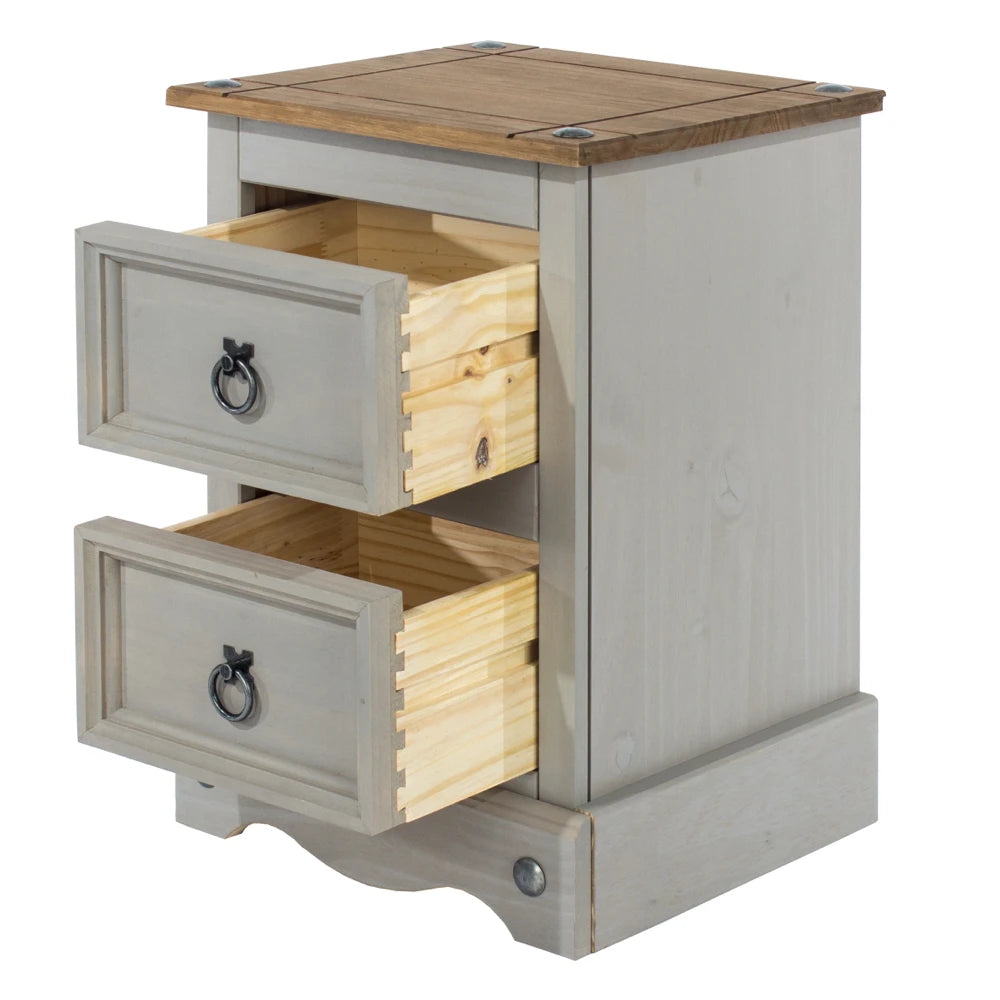 Core Products Corona Grey 2 Drawer Petite Bedside Cabinet