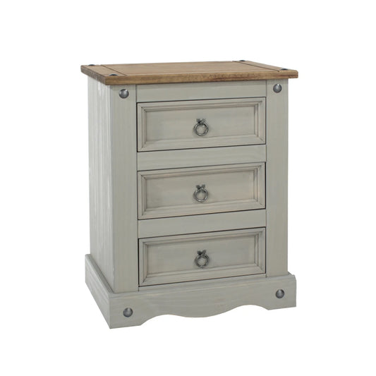 Core Products Corona Grey 3 Drawer Bedside Cabinet