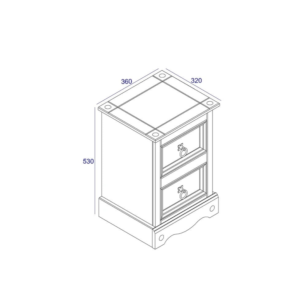 Core Products Corona White 2 Drawer Petite Bedside Cabinet