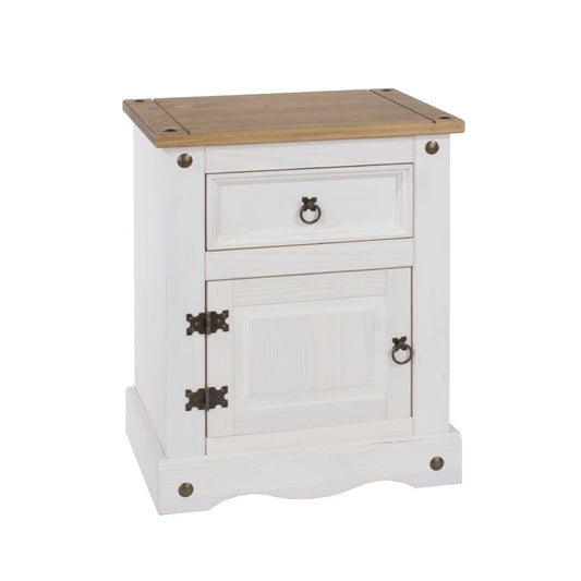 Core Products Corona White 1 Door, 1 Drawer Bedside Cabinet