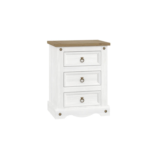 Core Products Corona White 3 Drawer Bedside Cabinet
