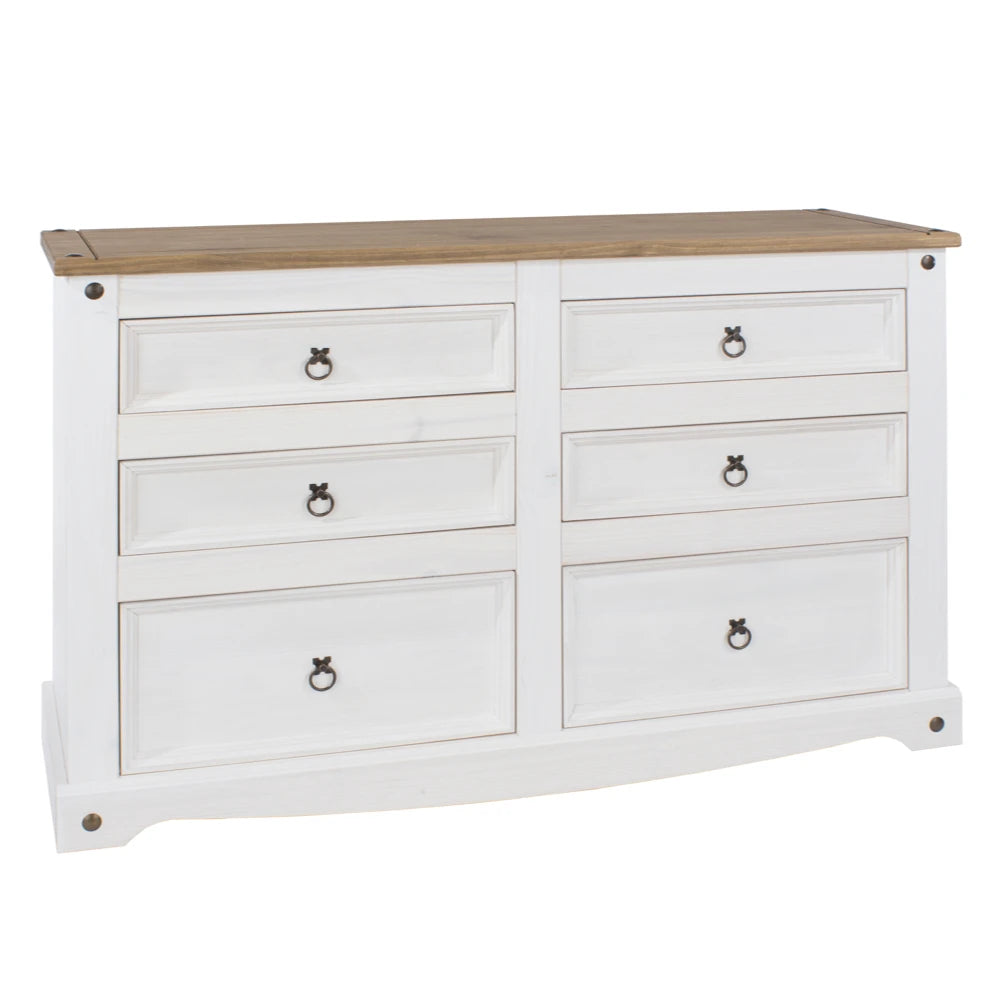 Core Products Corona White 3+3 Drawer Wide Chest