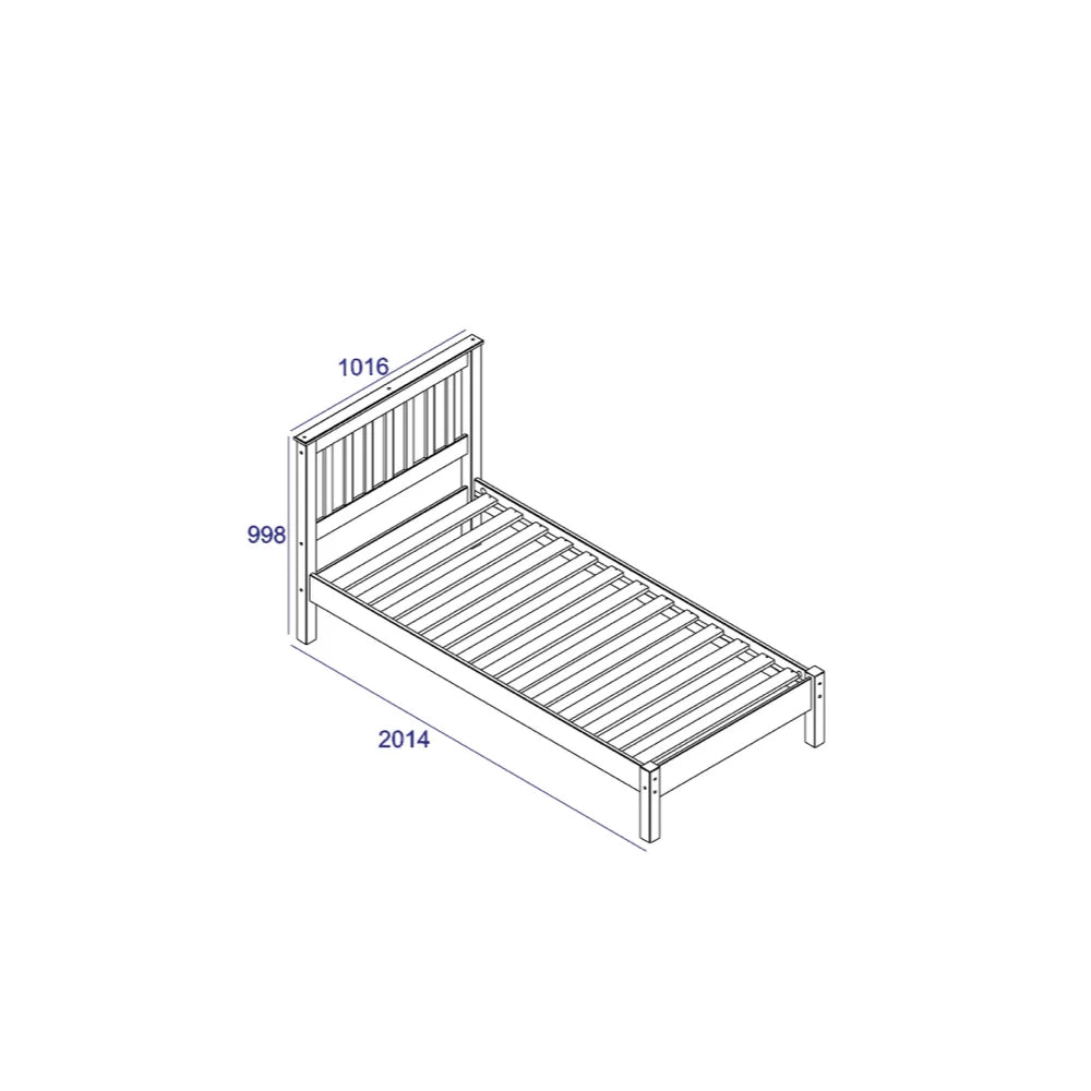 Core Products Corona White 3'0" Slatted Lowend Bedstead