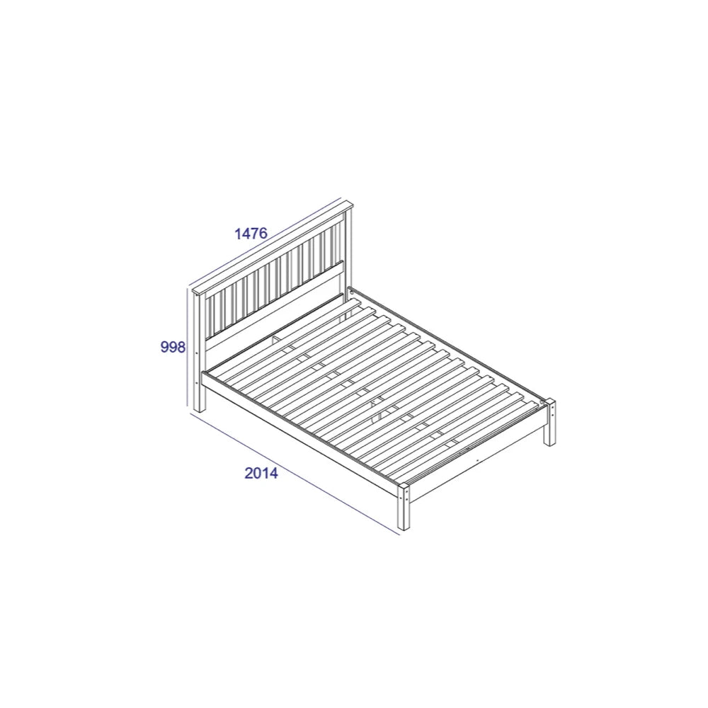 Core Products Corona White 4'6" Slatted Lowend Bedstead