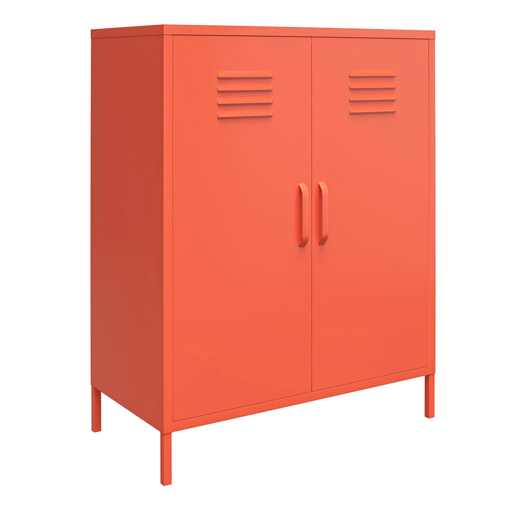 Novogratz Cache 2 Door Metal Locker Storage Cabinet in Orange