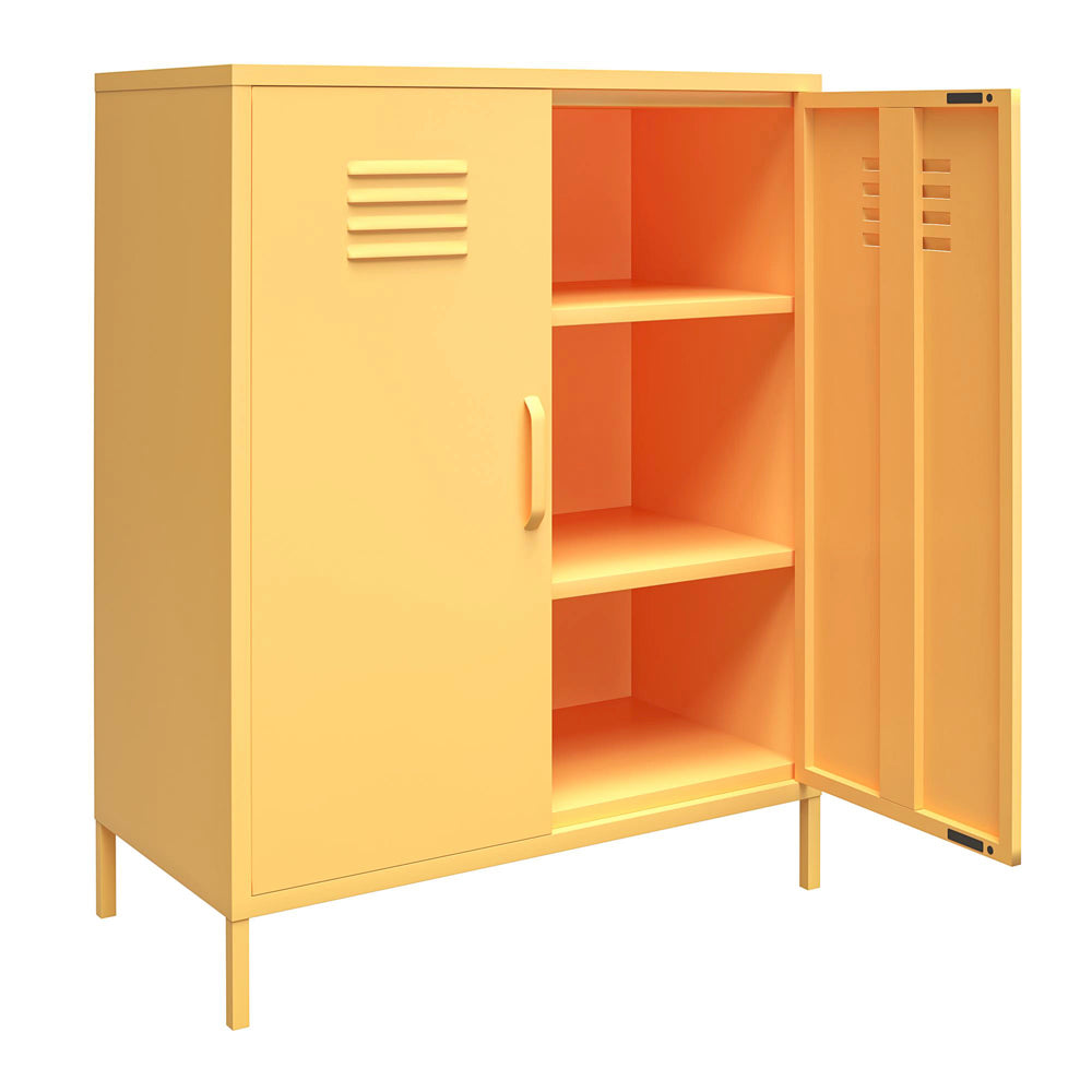 Novogratz Cache 2 Door Metal Locker Storage Cabinet in Yellow
