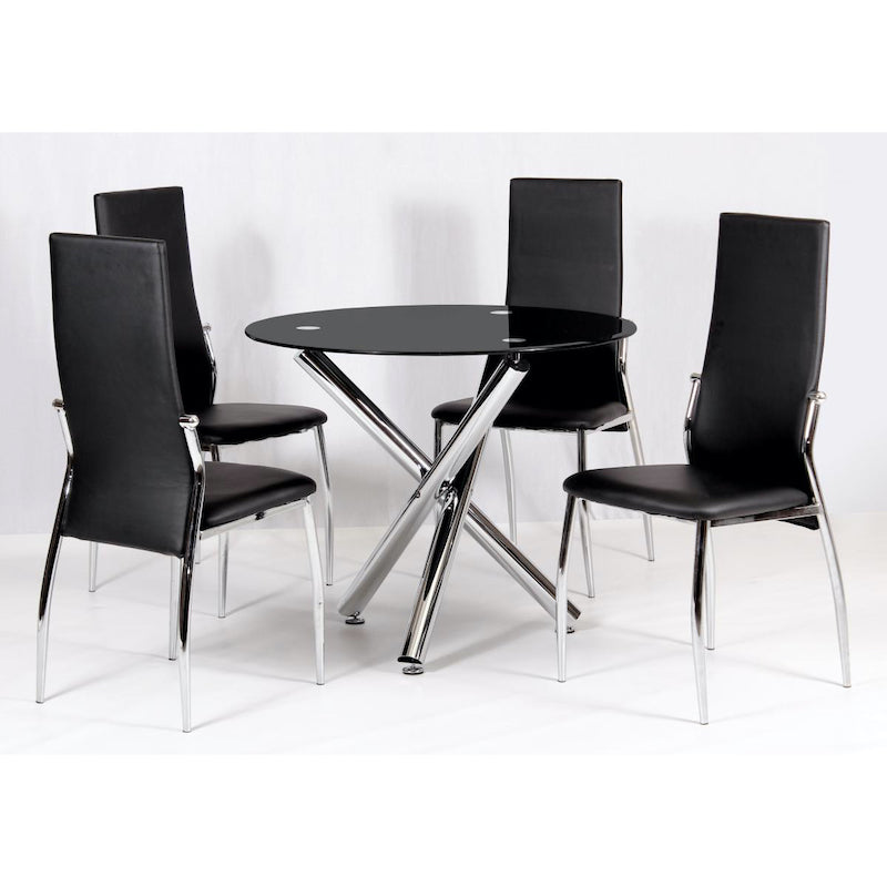 Heartlands Furniture Calder Dining Table Chrome & Black Glass