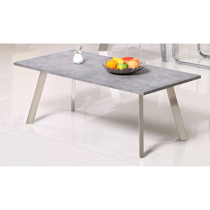 Heartlands Furniture Calipso Coffee Table Concrete with Brushed Stainless Steel Legs