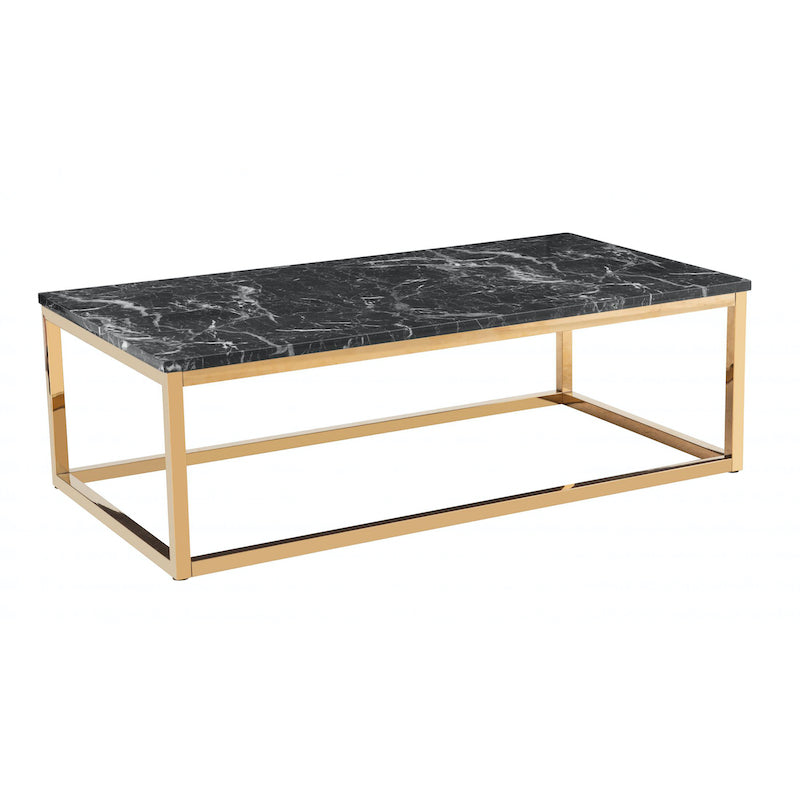 Heartlands Furniture Camelot Marble Effect Coffee Table with Golden Chrome Base