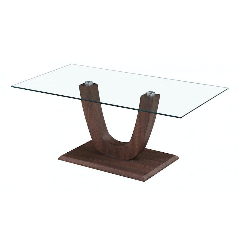 Heartlands Furniture Capri Coffee Table Clear Glass Walnut