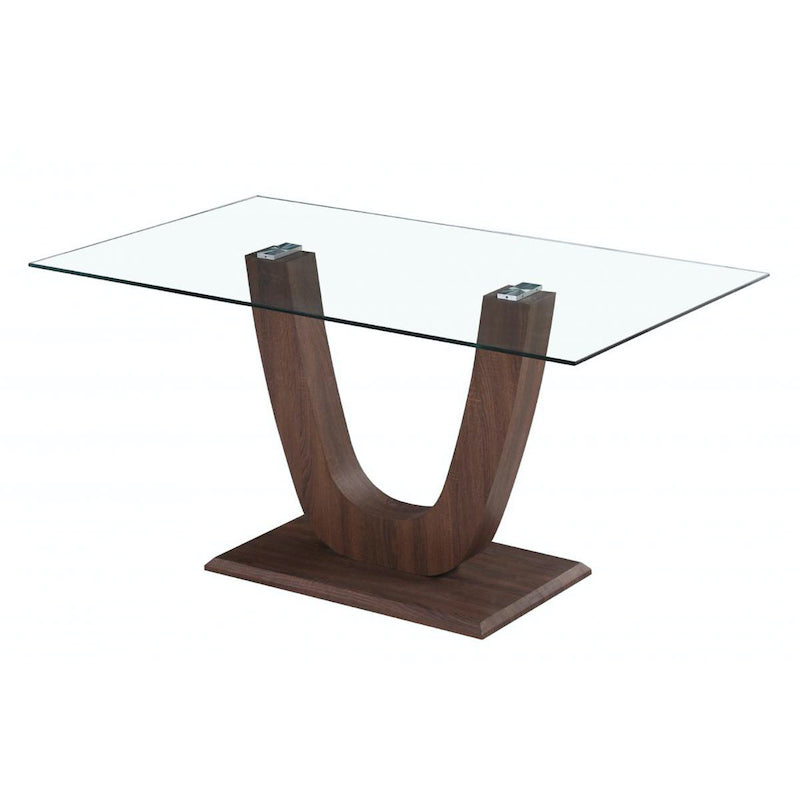 Heartlands Furniture Capri Dining Table Clear Glass Walnut