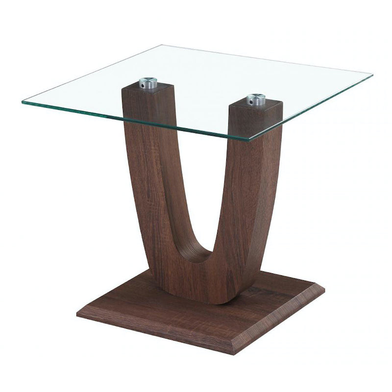 Heartlands Furniture Capri Lamp Table Clear Glass Walnut