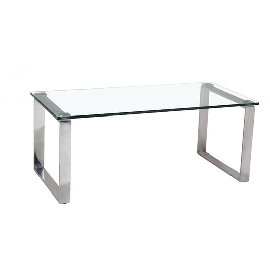 Heartlands Furniture Carter Glass Coffee Table with Stainless Steel Legs