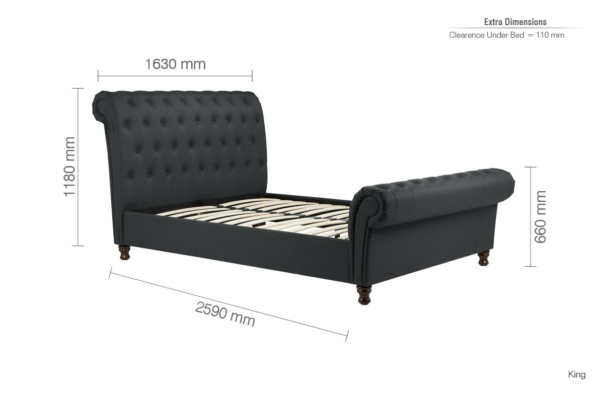 Birlea Castello 5ft Kingsize Bed Frame, Charcoal