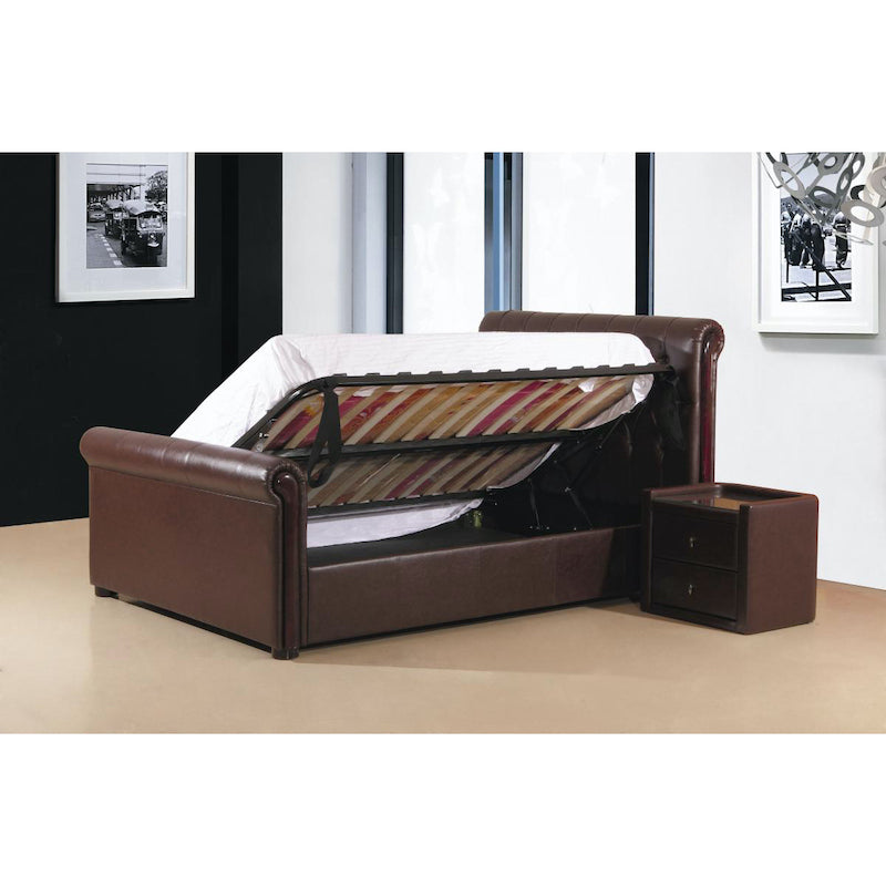 Heartlands Furniture Caxton Storage PU King Size Bed Brown