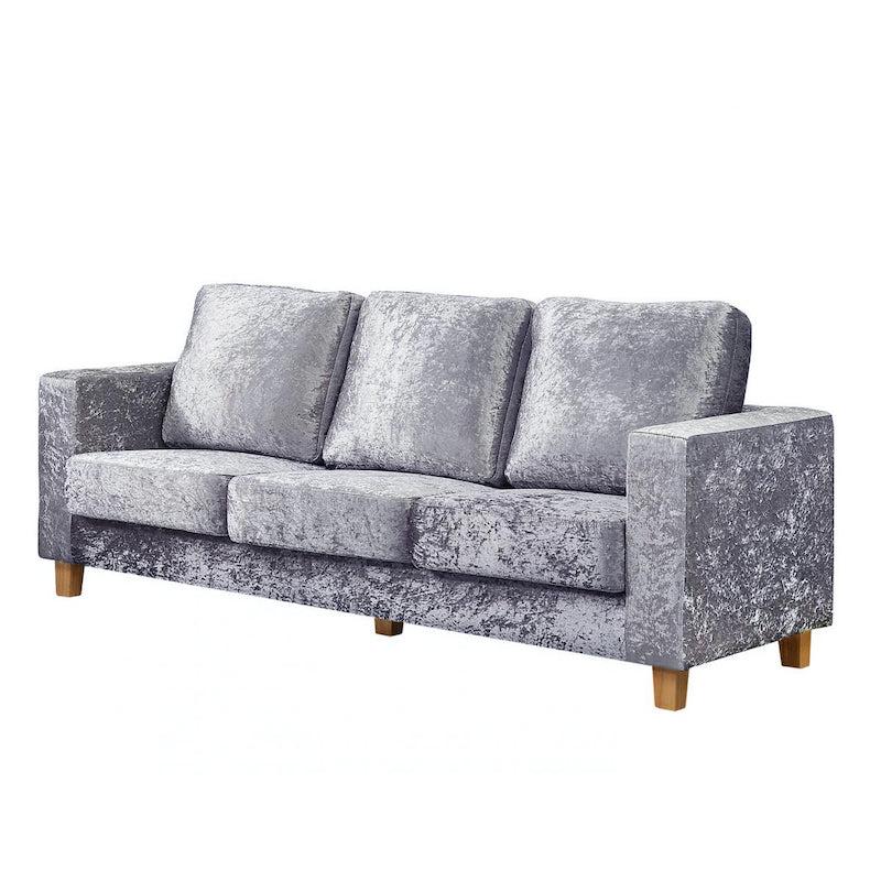 Heartlands Furniture Chesterfield 3 Seater Sofa Crushed Velvet Silver