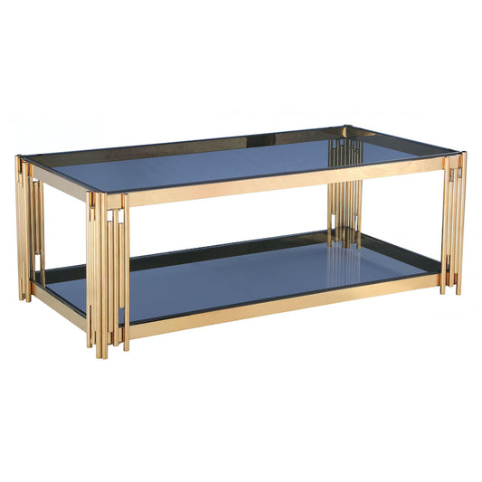 Heartlands Furniture Cleveland Grey Glass Coffee Table Gold