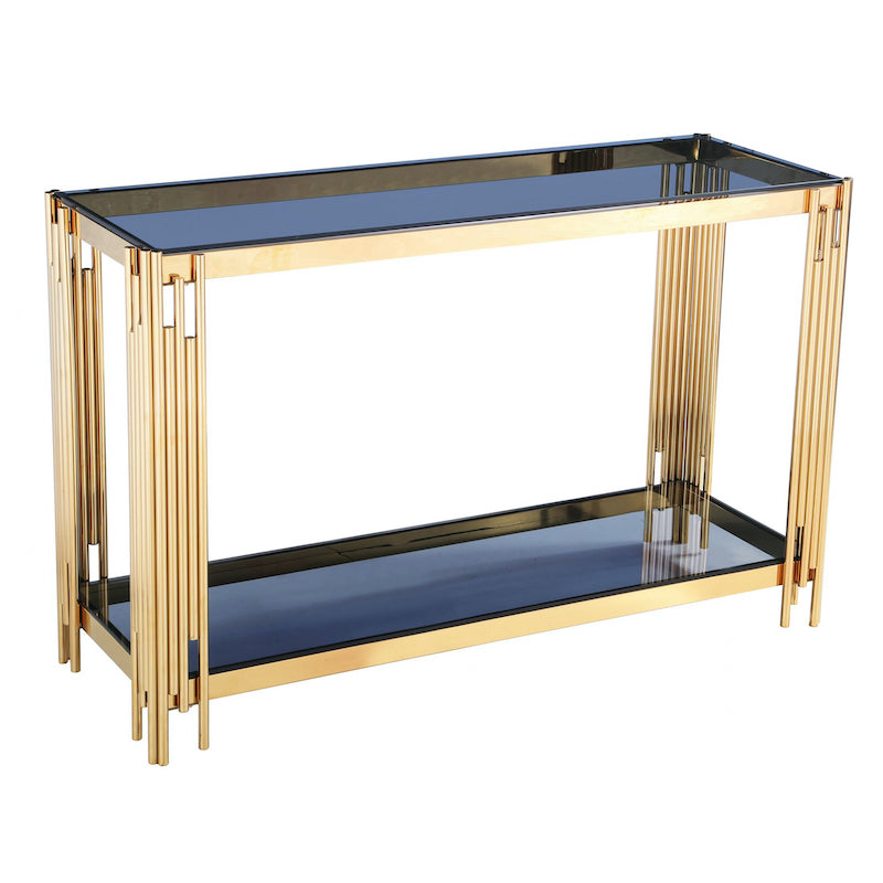 Heartlands Furniture Cleveland Grey Glass Console Table Gold