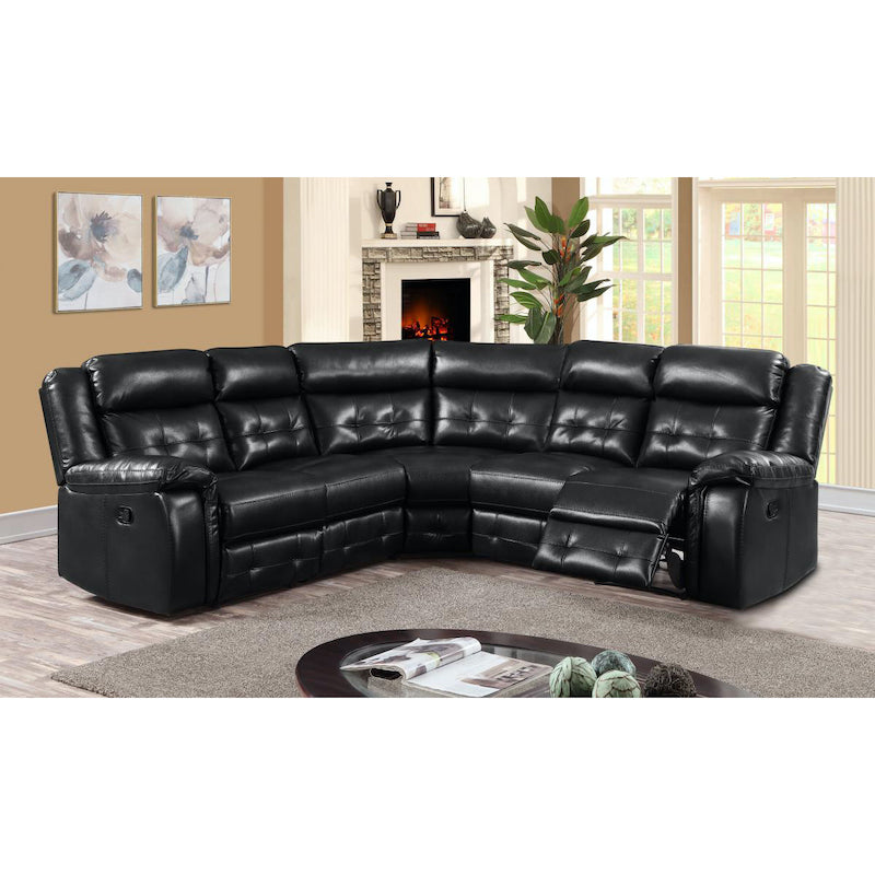 Heartlands Furniture Cobalt Recliner LeatherLux & PU Corner Group Black