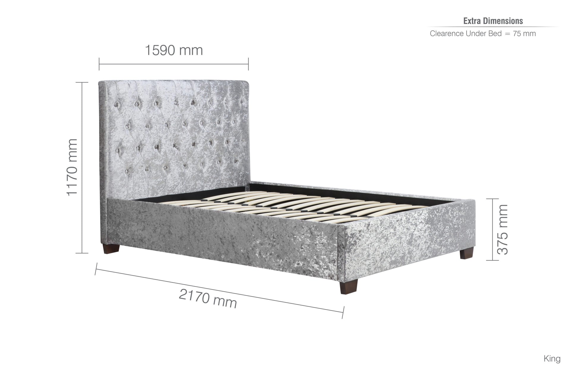 Birlea Cologne 5ft Kingsize Bed Frame, Steel