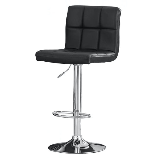 Heartlands Furniture Cubik Black Faux Leather Bar Stools In Pair With Chrome Base (Set of 2)
