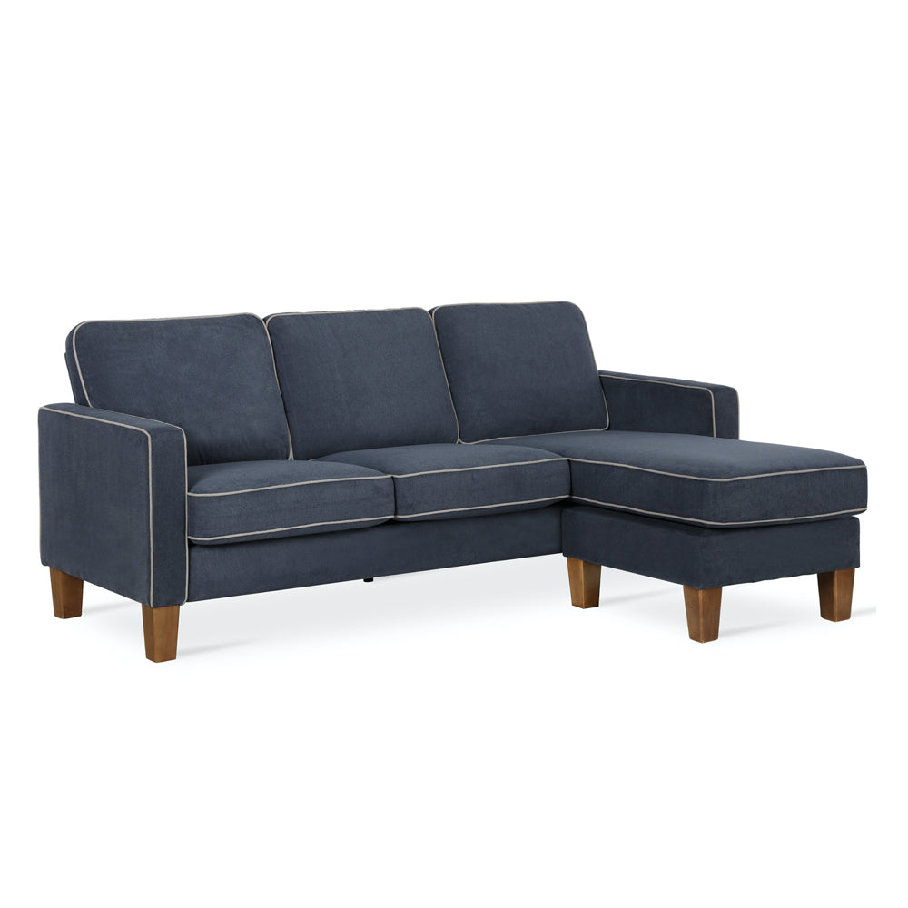 Dorel Bowen Sectional Sofa With Contrast Welting, Blue
