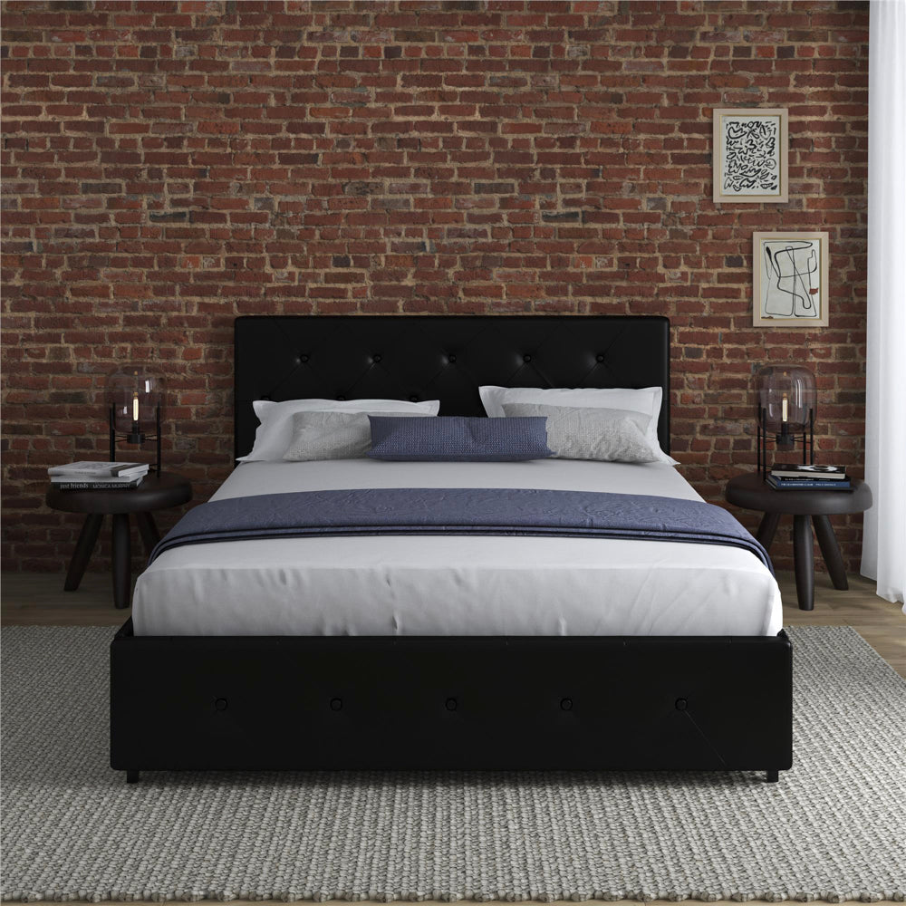 Dorel Home, Dakota 5ft King Size Leather Bed Frame, Black