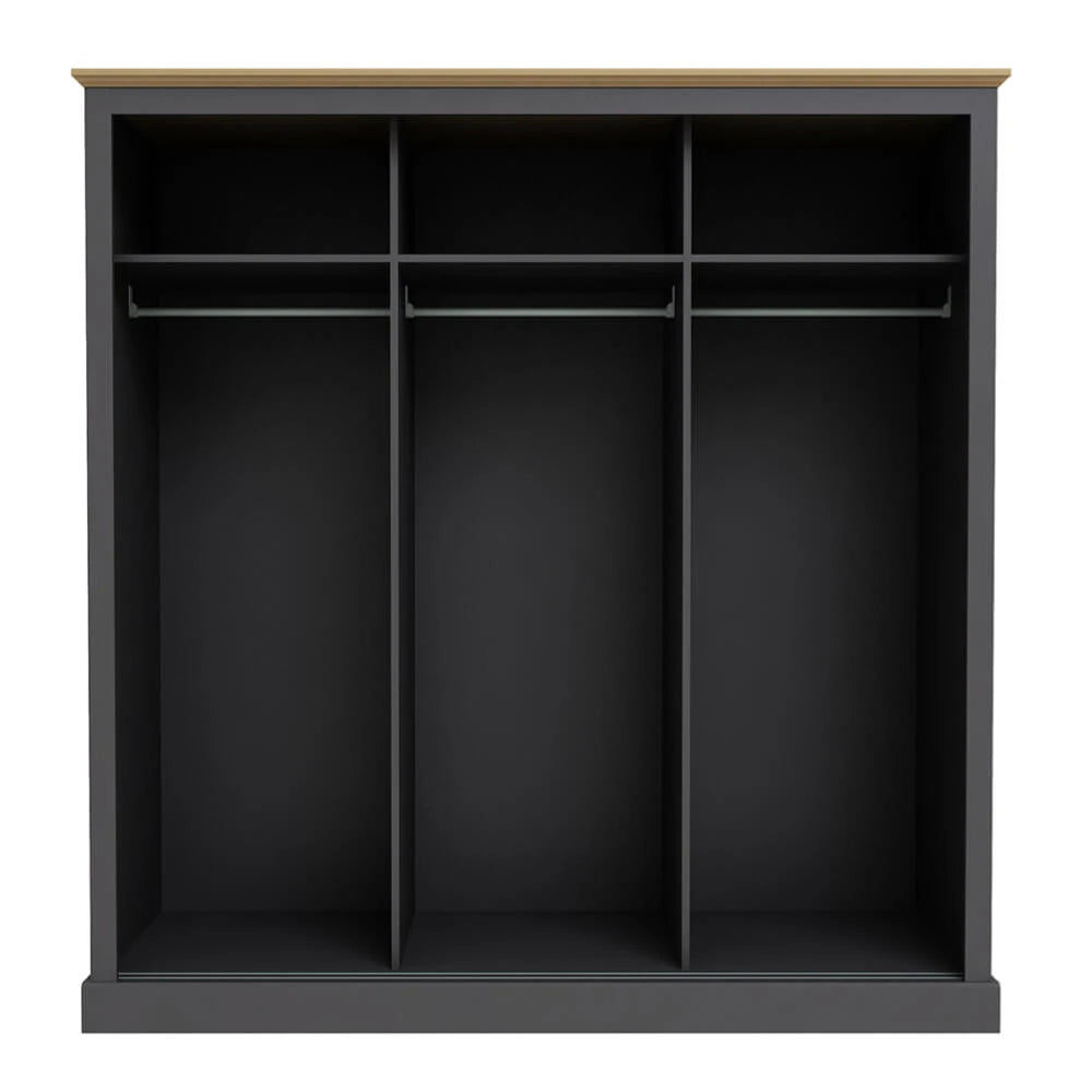 LPD Furniture Devon 3 Door Sliding Wardrobe, Charcoal